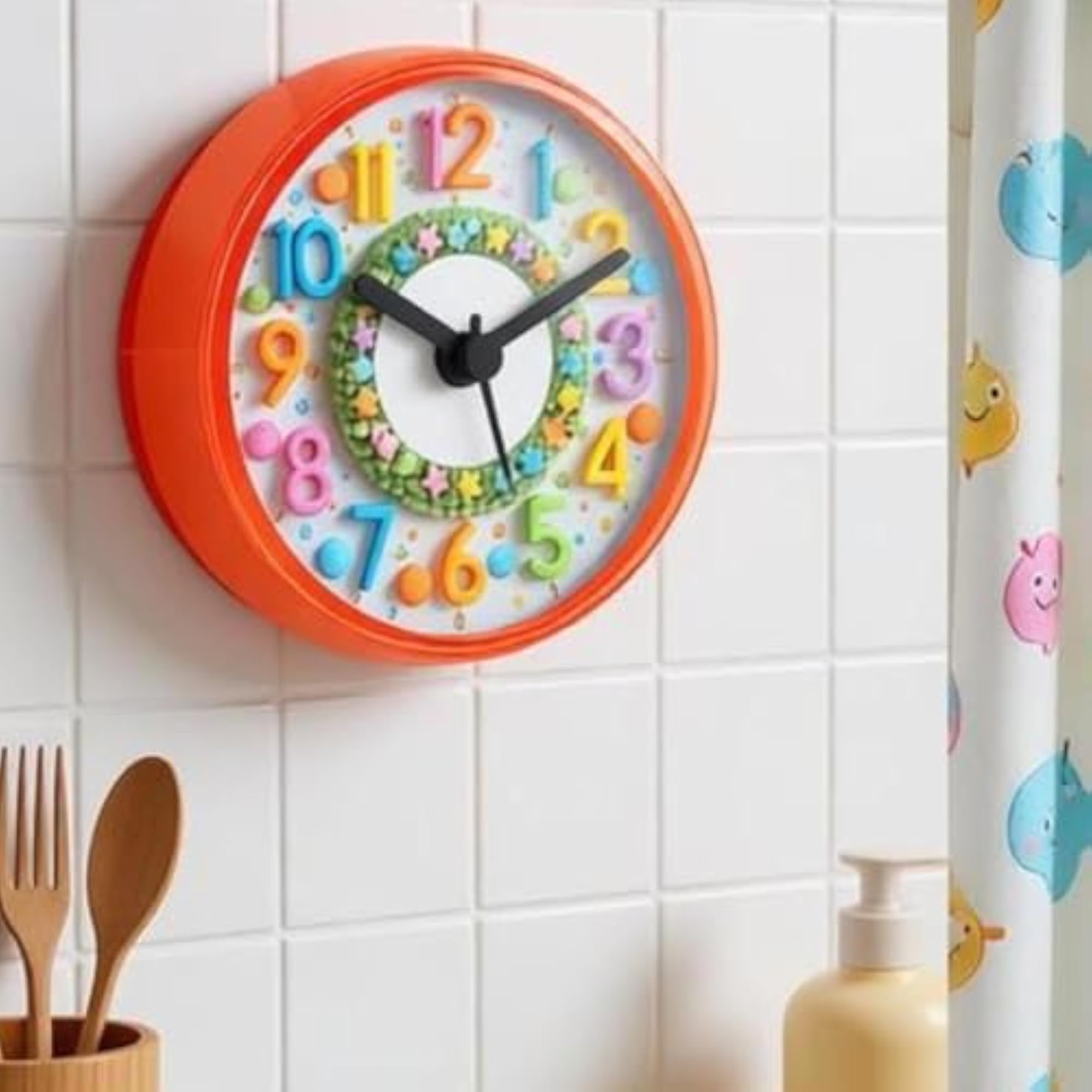 Cute Water Resistant Bathroom Shower Clock, Fun Design